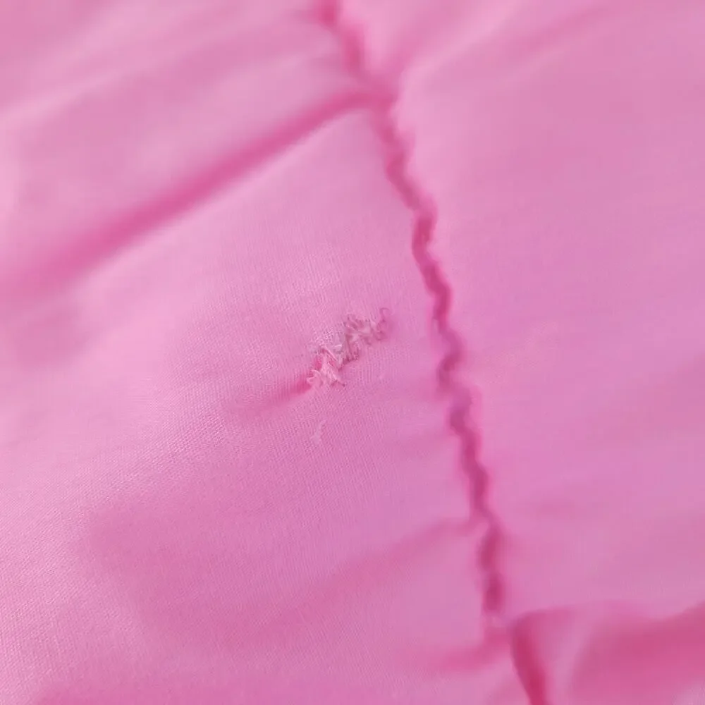 Vtg Handmade Dresden Plate F/Q Quilt Cover Pink Cotton Prairie Cottage 88x96